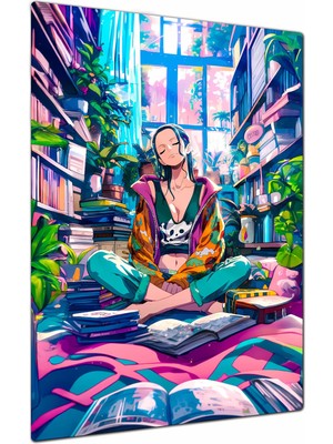 Charmbi One Piece Robin Metal Poster Tablo – Parlak Yüzey Canlı Baskı Modern Duvar Dekoru Gamer Anime
