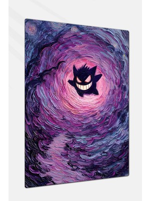 Charmbi Pokemon Gengar Dekoratif Metal Poster Tablo – Canlı Renk Parlak Yüzey Modern Oda Duvar Dekoru