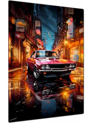 Charmbi Gta Vı Spor Araba Dekoratif Metal Poster Tablo – Canlı Renk Parlak Yüzey Modern Oda Duvar Dekoru