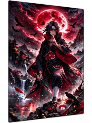 Charmbi Itachi Naruto Dekoratif Metal Poster Tablo – Canlı Renk Parlak Yüzey Modern Oda Duvar Dekoru