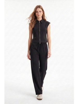 Rays Siyah Fermuarlı Bluz Pantolon Takım 2796