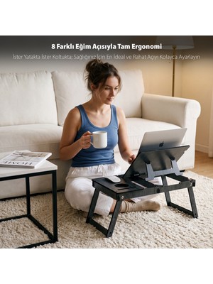 Vigo Wood Ergonomik Katlanır Ayaklı Çalışma ve Keyif Sehpası