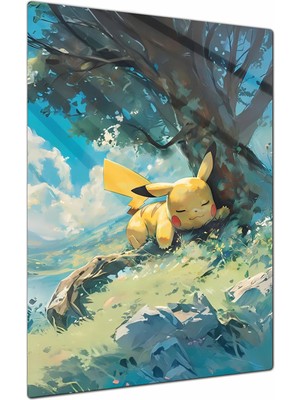 Charmbi Pokemon Pikachu Dekoratif Metal Poster Tablo – Canlı Renk Parlak Yüzey Modern Oda Duvar Dekoru