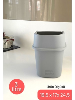 PremiumPort Pratik ve Şık 3l Kapaklı Tezgah Üstü Çöp Kovası, Mutfak ve Banyo Için Ideal
