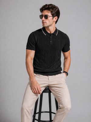 Advante Adv 5058  Triko Polo Yaka Tişört/siyah/2xl