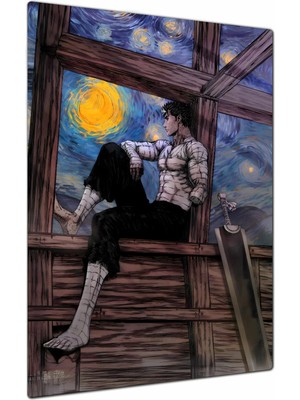 Charmbi Berserk Guts Metal Poster Tablo – Parlak Yüzey Canlı Baskı Modern Duvar Dekoru Gamer Anime