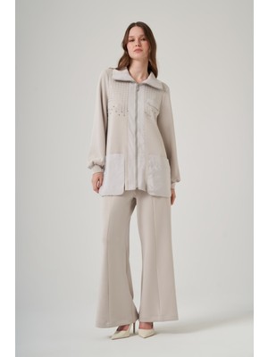 Nuss 1046 Önü Taş Detaylı  Pantolonlu Takım