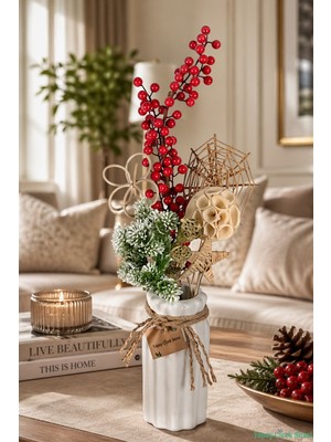 Yapay Çiçek Sitesi Doğal Tropikal Esinti Kuru Çiçek Tanzimi Vazo Hediyeli Model 20