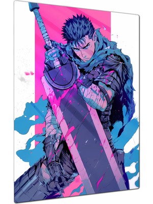 Charmbi Berserk Kara Kılıç Dekoratif Metal Poster Tablo – Canlı Renk Parlak Yüzey Modern Oda Duvar Dekoru