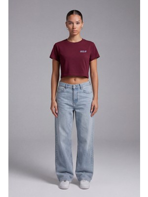 Backlain Mod Style Kadın Crop Tişört Kadın Hibiskus Çiçek Baskılı Yumuşak Kumaş