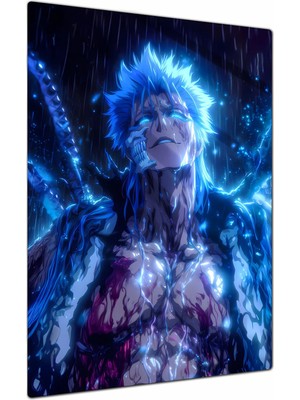 Charmbi Grimmjow Bleach Dekoratif Metal Poster Tablo – Canlı Renk Parlak Yüzey Modern Oda Duvar Dekoru