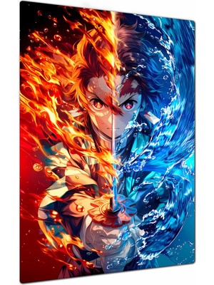 Charmbi Demon Slayer Dekoratif Metal Poster Tablo – Canlı Renk Parlak Yüzey Modern Oda Duvar Dekoru