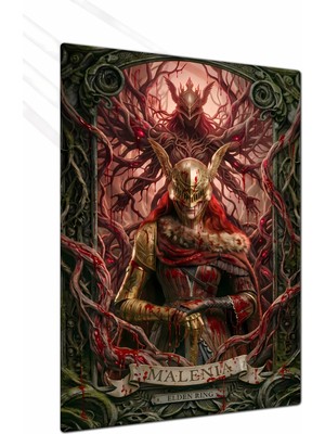 Charmbi Malenia Elden Ring Metal Poster Gamer Anime Film Tablosu – Parlak Baskı Modern Duvar Dekorasyonu