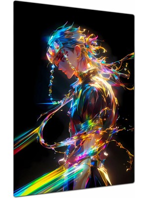 Charmbi Demon Slayer Tengen Metal Poster Tablo – Parlak Yüzey Canlı Baskı Modern Duvar Dekoru Gamer Anime