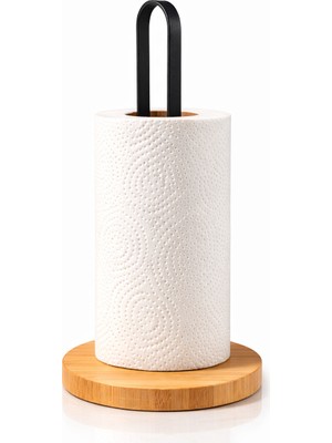 Mis Kitchen Bambu Kağıt Havluluk Metal Saplı Mutfak Havlu Standı Tezgah Üstü Kağıt Havlu Tutacağı 28X16CM