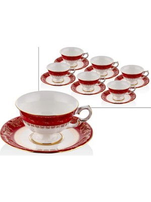 Lamedore Florid Red Gold 6 'lı Tea Cups Set Çay Fincanı
