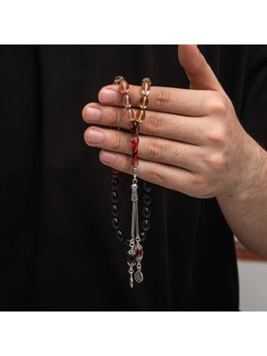 Elwes Gümüş Püskül Sıkma Kehribar Tesbih