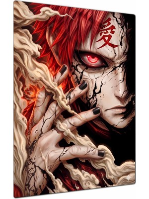 Charmbi Suna No Gaara Naruto Metal Poster Gamer Anime Film Tablosu – Parlak Baskı Modern Duvar Dekorasyonu