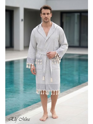 Elif Mira Kapşonlu Unisex Peştemal Plaj Deniz Banyo Bornozu Beachside
