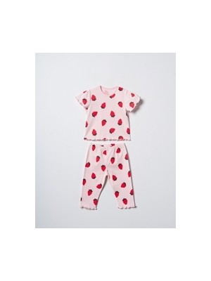 Hafy Baby Çilek Desenli, Kısa Kollu, Kız Bebek/ Çocuk Pijama Takımı