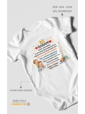 Morivo Kids Babam Doğum Günün Kutlu Olsun Kısa Kollu Bebek Body %100 Pamuk