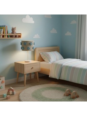 Elizim Home Lighting Makrome Mavi Papatyalı Abajur