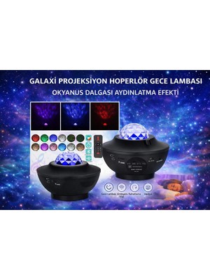 Shopfocus Galaxy Cover Projektör Bluetooth Hoperlör Sese Duyarlı Disko Parti Gece Lambası Tavan Aydınlatıcı
