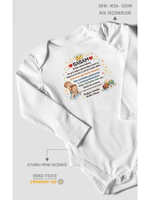 Morivo Kids Babam Doğum Günün Kutlu Olsun Uzun Kollu Çıtçıtlı Bebek Body
