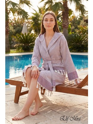 Elif Mira Kapşonlu Unisex Peştemal Plaj Deniz Banyo Bornozu Beachside