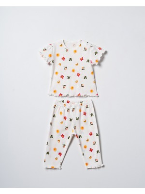 Hafy Baby Çiçek ve Güneş Desenli, Pamuklu, Kız Bebek/ Çocuk Pijama Takımı