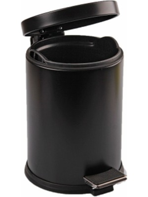 PremiumPort 5lt Siyah Pedallı Metal Çöp Kovası, Dayanıklı ve Şık Tasarım