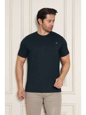 Erkek Jeuss Oysho Kumaş Sıfır Yaka Petrol Tshirt