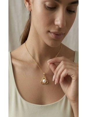 Sevmine Vintage Sarmal Tasarım Incili Kolye