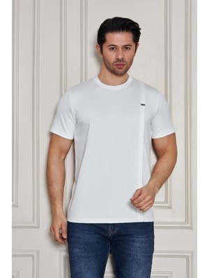 Erkek Jeuss Oysho Kumaş Sıfır Yaka Beyaz Tshirt