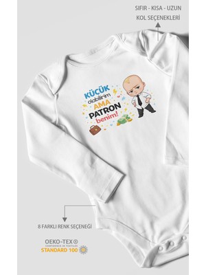 Morivo Kids Küçük Olabilirim Ama Patron Benim Uzun Kollu Bebek Body