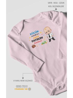 Morivo Kids Küçük Olabilirim Ama Patron Benim Uzun Kollu Bebek Body