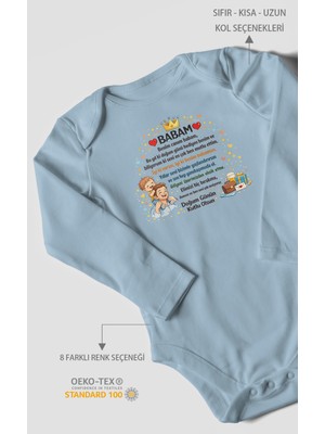 Morivo Kids Babam Doğum Günün Kutlu Olsun Uzun Kollu Çıtçıtlı Bebek Body