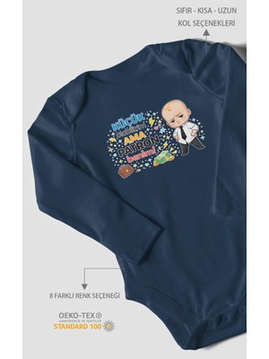 Morivo Kids Küçük Olabilirim Ama Patron Benim Uzun Kollu Bebek Body