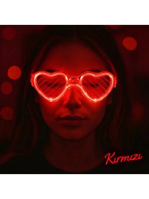 Senka Kırmızı LED Işıklı Kalp Gözlük – 3 Modlu Parti Glow Gözlüğü