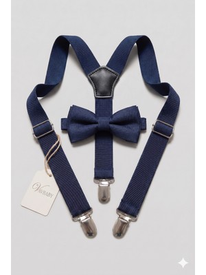 Vavbaby Erkek Çocuk Ayarlanabilir Pantolon Askısı ve Papyon Seti - Lacivert