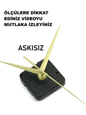 Cnr Shop Saat Mekanizması 14 mm Şaft Boyu Sessiz Çalışır, Akar Saat Motoru Akrep-Yelkovan-Saniye-(Askısız)