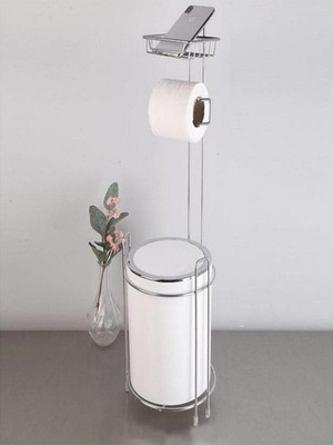 PremiumPort Şık ve Fonksiyonel Beyaz Tuvalet Kağıdı ve Çöp Kovası Seti