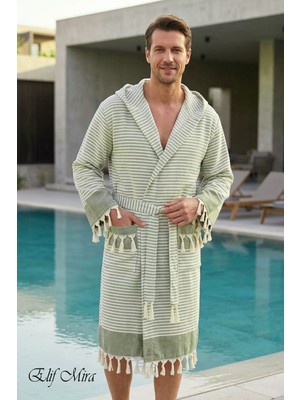 Elif Mira Kapşonlu Unisex Peştemal Plaj Deniz Banyo Bornozu Beachside