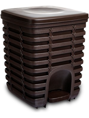 PremiumPort Pratik 9 Lt Kare Çöp Kovası, Kahverengi, Dayanıklı ve Şık Tasarım