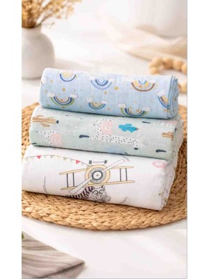 Childmechild Çok Amaçlı Müslin Örtü&battaniye 3 Lü Set %100 Pamuk 80X90 cm
