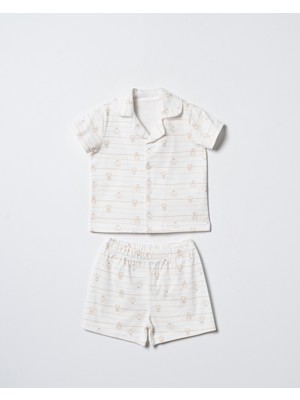 Hafy Baby Ayıcık Desenli, Gömlek Yaka, Unisex Bebek/ Çocuk Şortlu Pijama Takımı