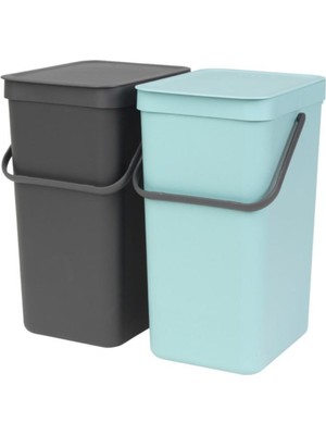 PremiumPort Pratik ve Şık 2X16 Lt Dolap Içi Çöp Kutusu, Mint Gri, Koku Kontrol