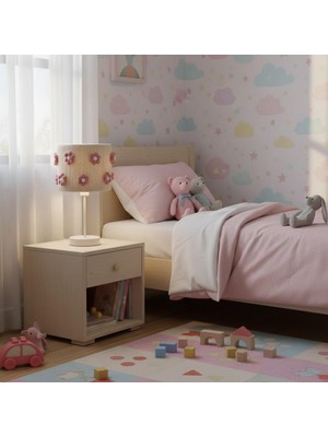 Elizim Home Lighting Makrome Pembe Papatyalı Abajur