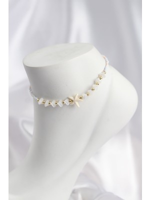 Beyaz ve Karışık Renk Deniz Yıldızı Motifli Halhal - TJ-HH1675 Midastech