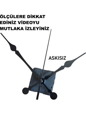 Cnr Shop 22 mm Şaft Boyu Duvar Saati Mekanizması Sessiz Çalışır Büyük Boy Akrep-Yelkovan-Saniye-(Askısız)